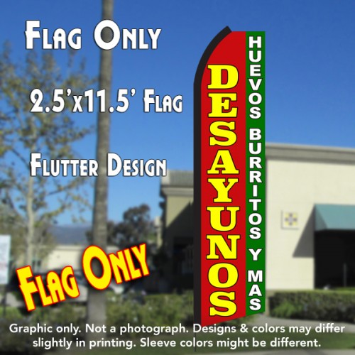 Desayunos Huevos Burritos Y Mas (Red/Green)  Windless Advertising Feather Flag Only