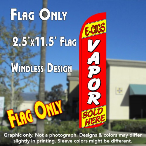 E-Cigs Vapor Sold Here (Red/Yellow)  Windless Advertising Feather Flag Only