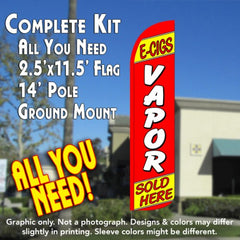 E-Cigs Vapor Sold Here (Red/Yellow)  Windless Advertising Feather Flag Kit  (Flag, Pole, & Ground Spike) 14 Feet Outdoor Flags