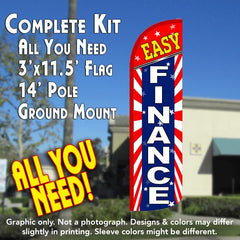 Easy Finance (Starburst)  Windless Advertising Feather Flag Kit  (Flag, Pole, & Ground Spike) 14 Feet Outdoor Flags