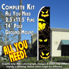 Eyes (Halloween)  Windless Advertising Feather Flag Kit  (Flag, Pole, & Ground Spike) 14 Feet Outdoor Flags