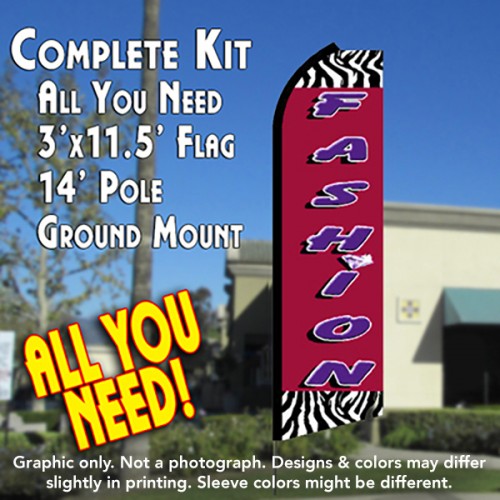 Fashion  Windless Advertising Feather Flag Kit  (Flag, Pole, & Ground Spike) 14 Feet Outdoor Flags