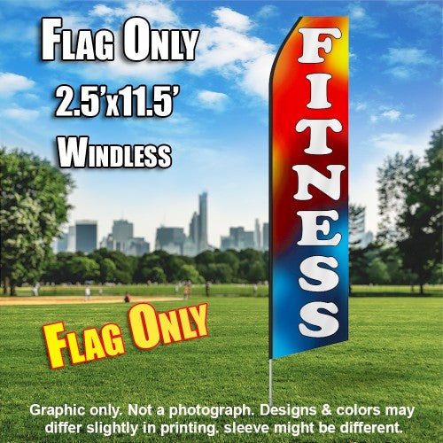 Fitness (Red, Blue, Yellow/White)   Windless Advertising Feather Flag Only