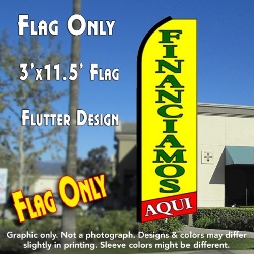 Financiamos Aqui (Yellow/Red)  Windless Advertising Feather Flag Only