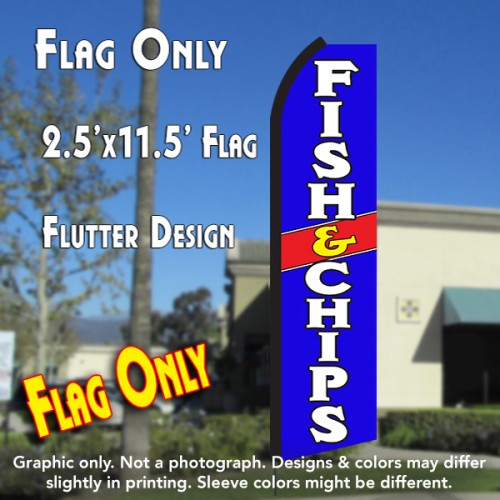 Fish & Chips (Blue/White)  Windless Advertising Feather Flag Only