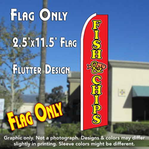 Fish & Chips (Red) Windless Advertising Feather Flag Only