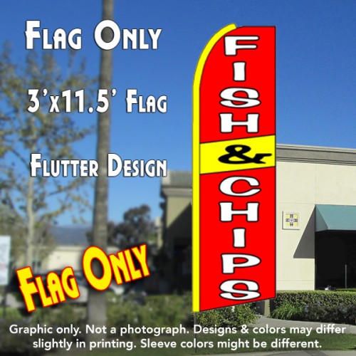 Fish & Chips (Red/Yellow)  Windless Advertising Feather Flag Only