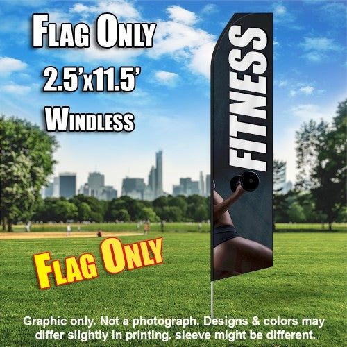 Fitness  (Gray/Woman Holding Weight)   Windless Advertising Feather Flag Only