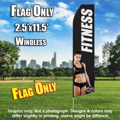 Fitness (Black/White/Woman Standing)   Windless Advertising Feather Flag Only