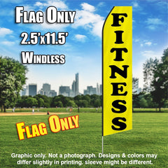 Fitness (Yellow And Black)   Windless Advertising Feather Flag Only