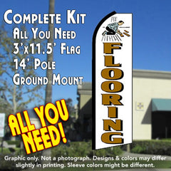 Flooring (White)  Windless Advertising Feather Flag Kit  (Flag, Pole, & Ground Spike) 14 Feet Outdoor Flags
