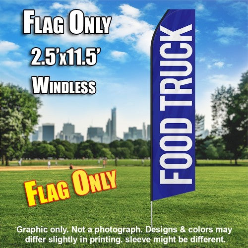 Food Truck (Blue/White Letters)   Windless Advertising Feather Flag Only