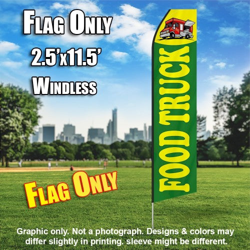 Food Truck (Green And Yellow)   Windless Advertising Feather Flag Only