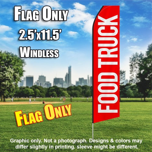 Food Truck (Red/White Letters)   Windless Advertising Feather Flag Only