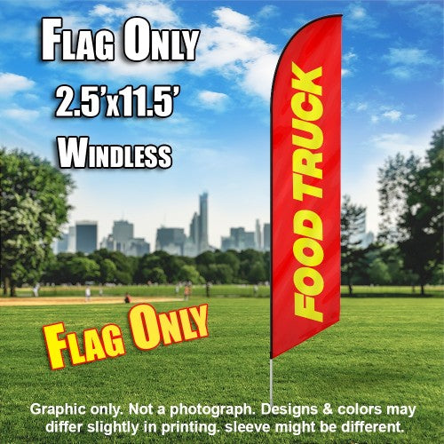 Food Truck (Red/Yellow Letters)   Windless Advertising Feather Flag Only