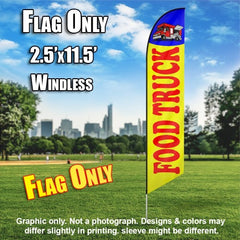 Food Truck Yellow Red  Windless Advertising Feather Flag Only