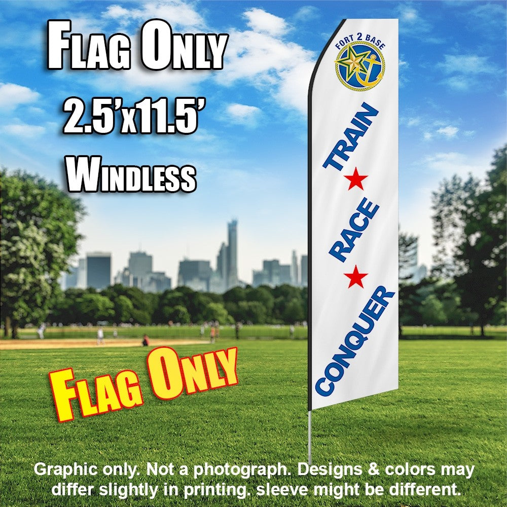 Fort 2 Race (White/Blue)  Windless Advertising Feather Flag Only
