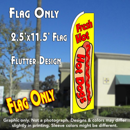 Fresh Hot Dogs (Yellow) Windless Advertising Feather Flag Only