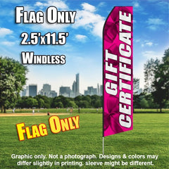 Gift Certificate (Pink/Bows)  Windless Advertising Feather Flag Only