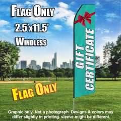 Gift Certificate (Teal/White)  Windless Advertising Feather Flag Only