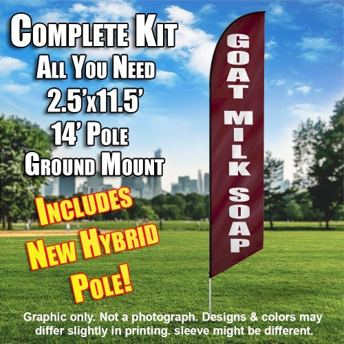 Goat Milk Soap (Maroon/White)  Windless Advertising Feather Flag Kit  (Flag, Pole, & Ground Spike) 14 Feet Outdoor Flags