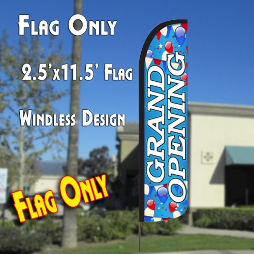 Grand Opening (Blue/White)  Windless Advertising Feather Flag Only