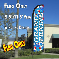 Grand Opening (Blue/White)  Windless Advertising Feather Flag Only
