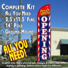 Grand Opening (Sunburst)  Windless Advertising Feather Flag Kit  (Flag, Pole, & Ground Spike) 14 Feet Outdoor Flags
