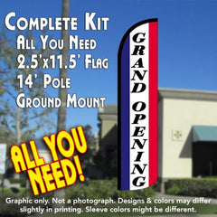 Grand Opening (National) Advertising Feather Flag Kit  (Flag, Pole, & Ground Spike) 14 Feet Outdoor Flags