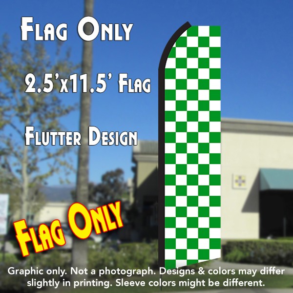 Checkered Green/White  Windless Advertising Feather Flag Only