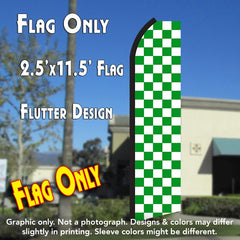 Checkered Green/White  Windless Advertising Feather Flag Only