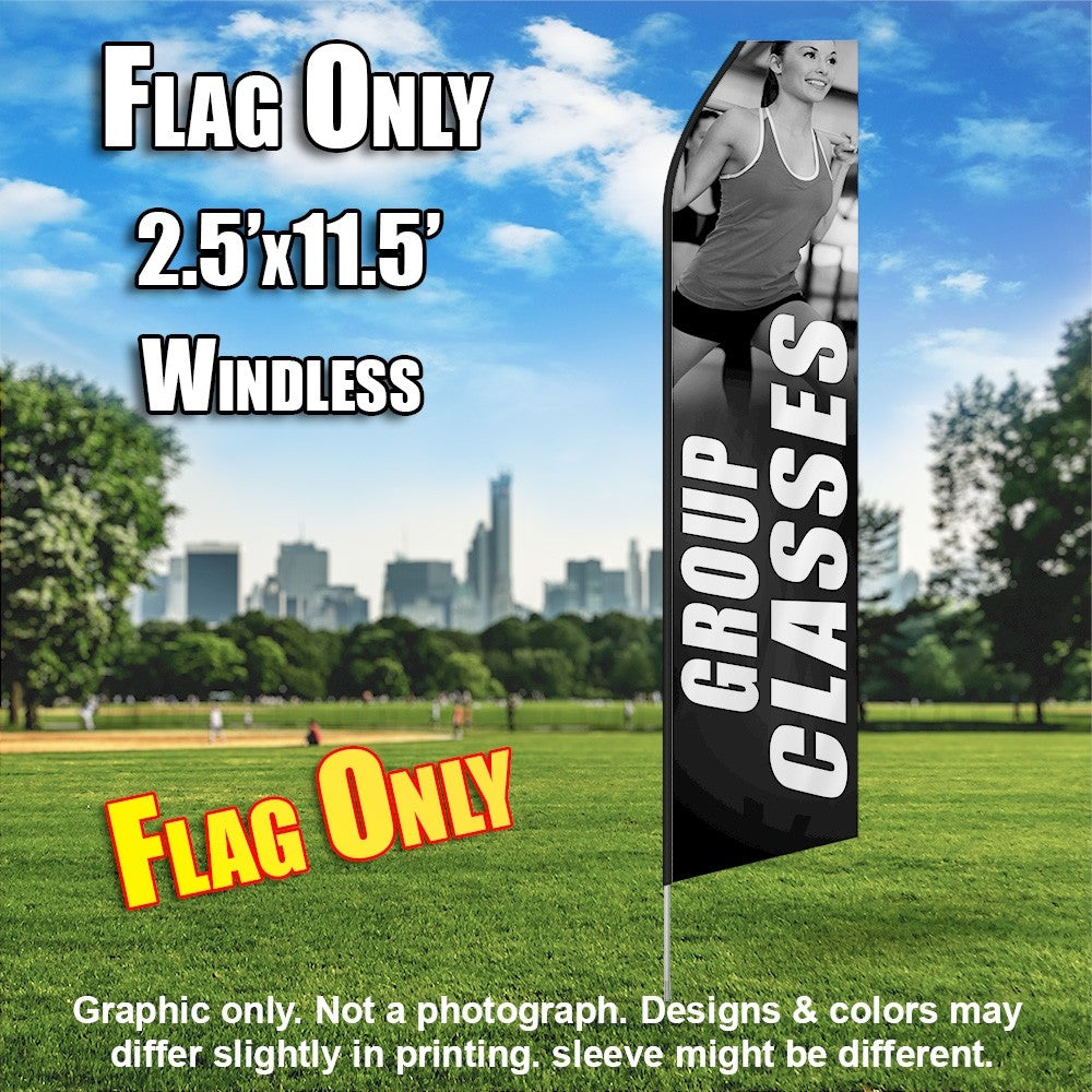 Group Classes Women Fitness (Gray/White)  Windless Advertising Feather Flag Only