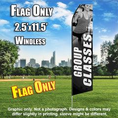 Group Classes Women Fitness (Gray/White)  Windless Advertising Feather Flag Only