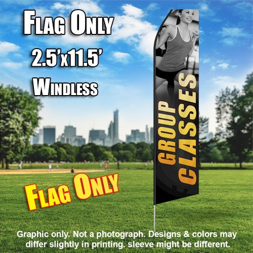Group Classes Women Fitness (Gray/Yellow)  Windless Advertising Feather Flag Only
