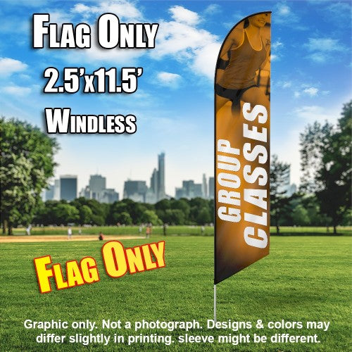 Group Classes Women Fitness (Orange/White)  Windless Advertising Feather Flag Only