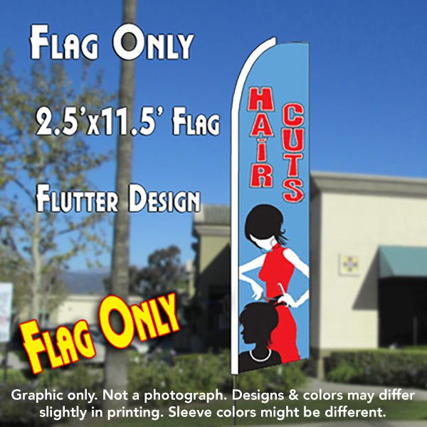 Haircuts (Blue) Windless Advertising Feather Flag Only