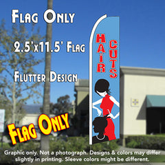 Haircuts (Blue) Windless Advertising Feather Flag Only