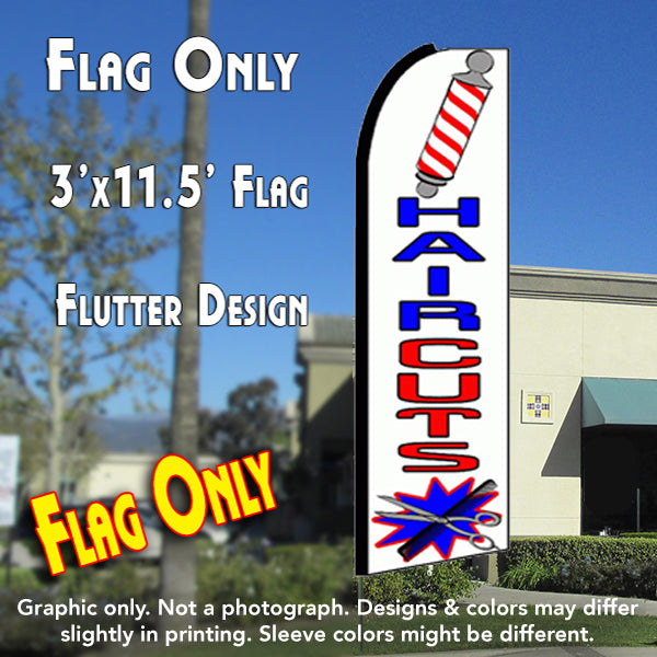 Haircuts (White)  Windless Advertising Feather Flag Only