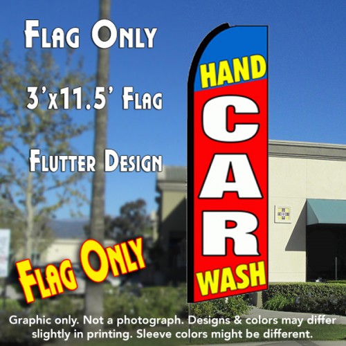 Hand Car Wash (Blue/Red)  Windless Advertising Feather Flag Only