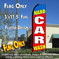 Hand Car Wash (Blue/Red)  Windless Advertising Feather Flag Only