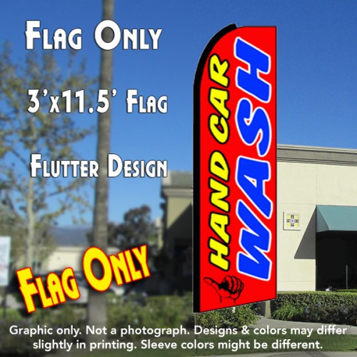 Hand Car Wash (Red)  Windless Advertising Feather Flag Only