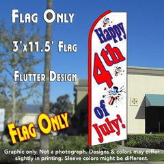 Happy 4Th Of July (White)   Windless Advertising Feather Flag Only