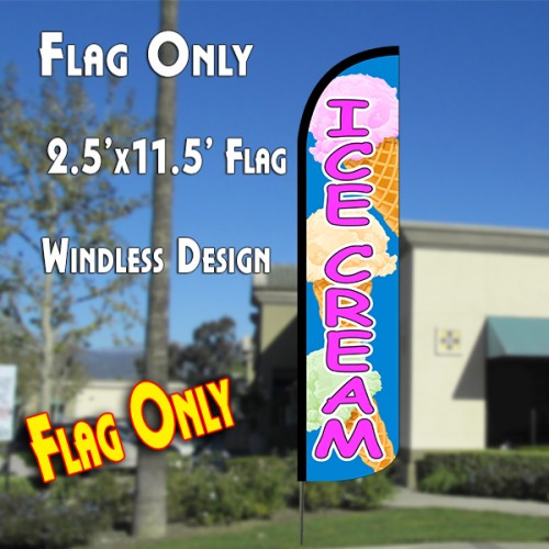 Ice Cream (Blue/Pink) Windless Advertising Feather Flag Only