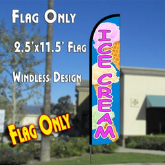 Ice Cream (Blue/Pink) Windless Advertising Feather Flag Only