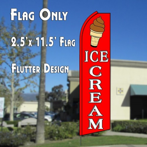 Ice Cream (Red/White)  Windless Advertising Feather Flag Only