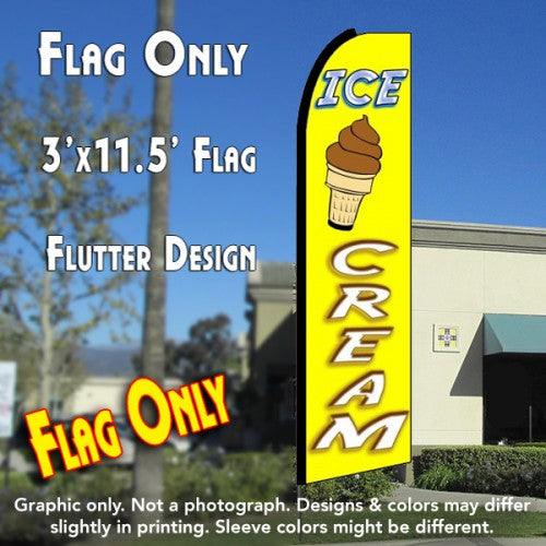 Ice Cream (Yellow/White)  Windless Advertising Feather Flag Only