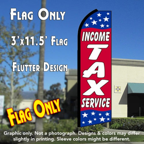 Income Tax Service (Red/Stars)  Windless Advertising Feather Flag Only