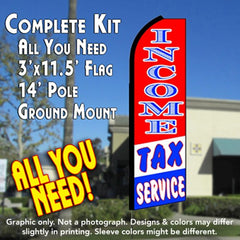 Income Tax Service (Rwb)  Windless Advertising Feather Flag Kit  (Flag, Pole, & Ground Spike) 14 Feet Outdoor Flags