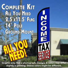 Income Tax Service (Rwb)  Windless Advertising Feather Flag Kit  (Flag, Pole, & Ground Spike) 14 Feet Outdoor Flags