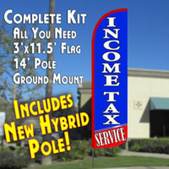 Income Tax Service (Blue/Red)  Windless Advertising Feather Flag Kit  (Flag, Pole, & Ground Spike) 14 Feet Outdoor Flags